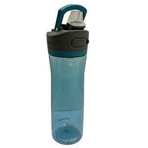 Contigo Autospout 24oz Water Bottle Blue BPA Free Plastic Straw Lid Carry Handle